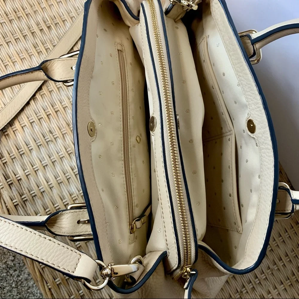 Kate Spade Mercer Isle Sloan Satchel Crossbody Leather Bag Ostrich Egg Off White